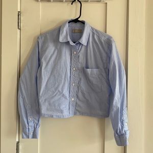 Everlane Silky Cotton Way-Short Button-Up Cropped Shirt